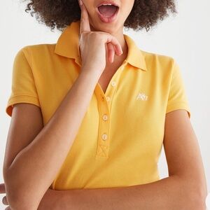 A87 Pique Polo Shirt-Yellow gold- Aeropostale